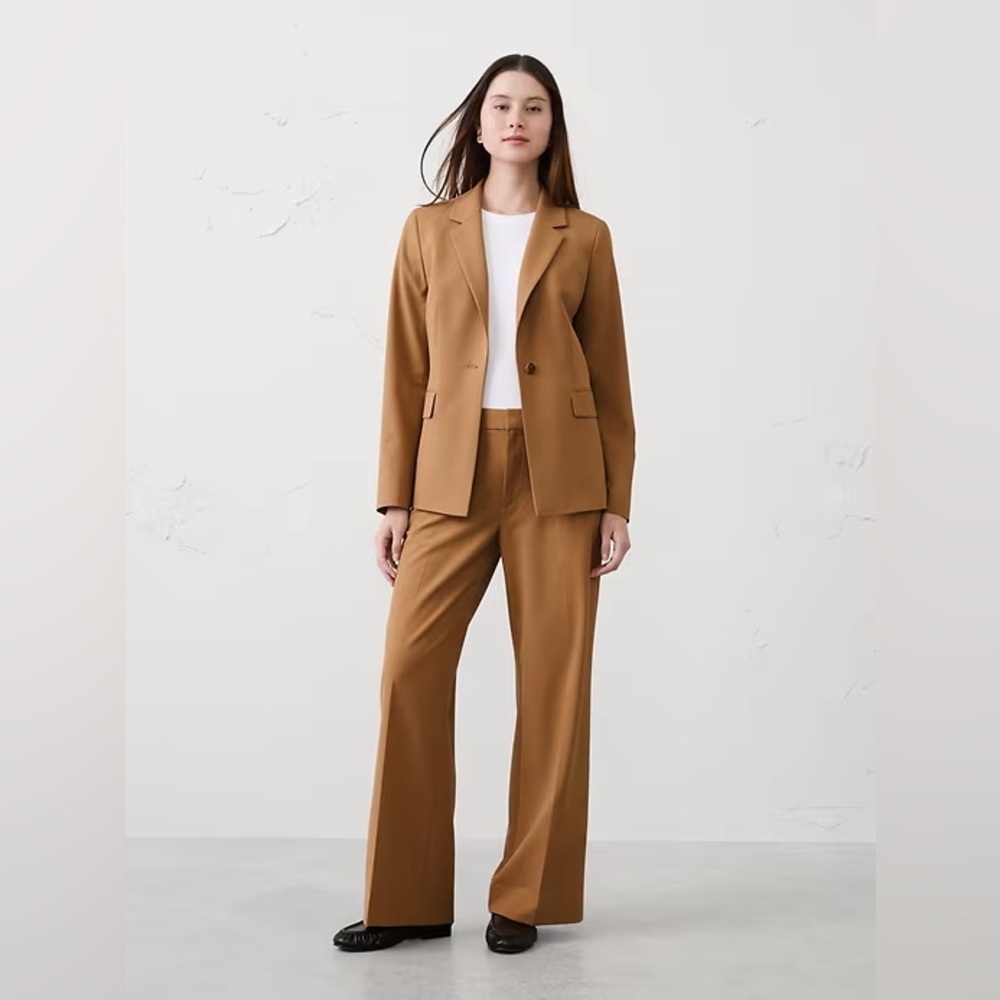 NWT Banana Republic Afternoon Latte Wide-Leg High-Rise Sculpted Trouser 2P 🧲